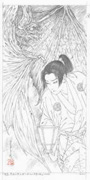 Takato Yamamoto A Giant Flying Squirrel Quenches the Flame of Zusho-no-Suke's Lantern original underdrawing