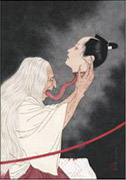 Takato Yamamoto The Long-Tongued Old Lady Licks and Purifies the Severed Head of Emon-no-Suke Takeda original painting