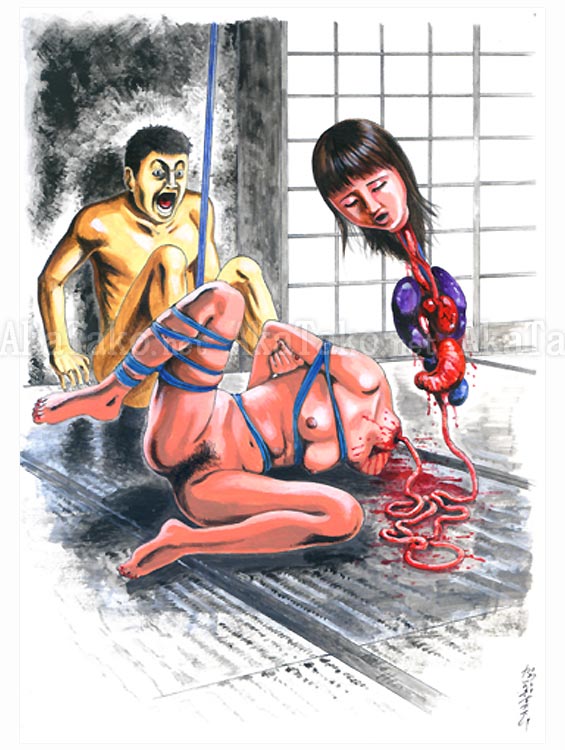 Shintaro Kago Nukekubi Girl Awakening original painting