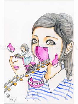 Shintaro Kago Funny Girl 87 Original Painting