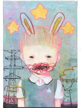 Hikari Shimoda Power Line & Rabbit (Secret) painting
