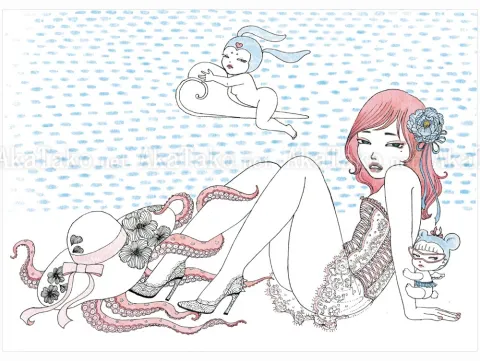 Makiko Sugawa Summer Beach Original Artwork