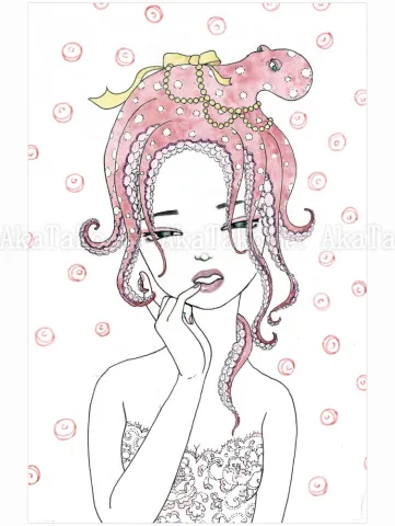 Makiko Sugawa Tako and Pearl Original Artwork