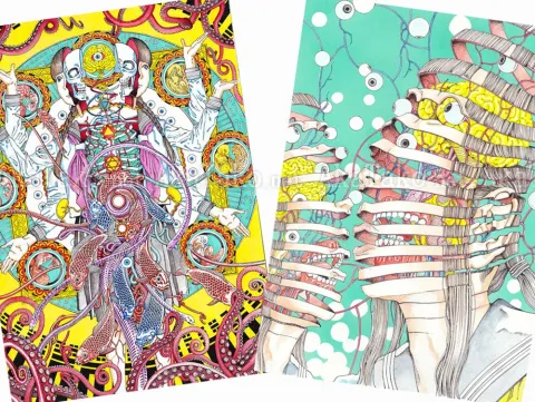 Shintaro Kago Shishi Ruirui Poster - choice of Mandala Aquarium OR Two Spirals